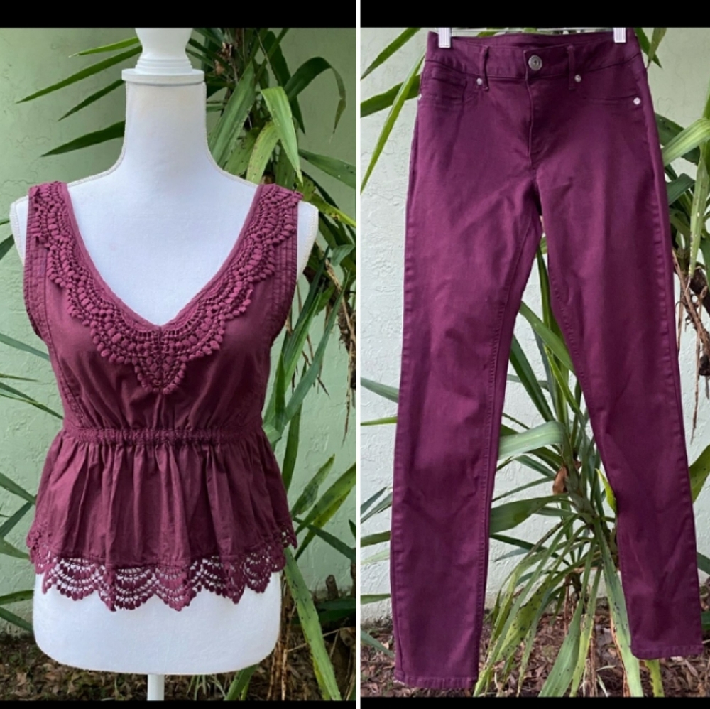 COPY - Burgundy Maroon pants set